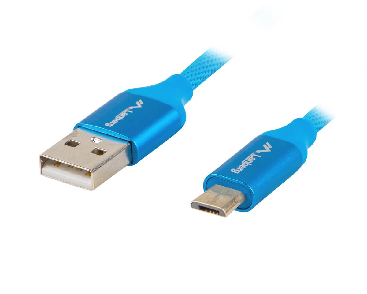 Lanberg USB 2.0 Kabel Premium MICRO-B 1 Meter QC 3.0 Blå - MaxGaming.dk