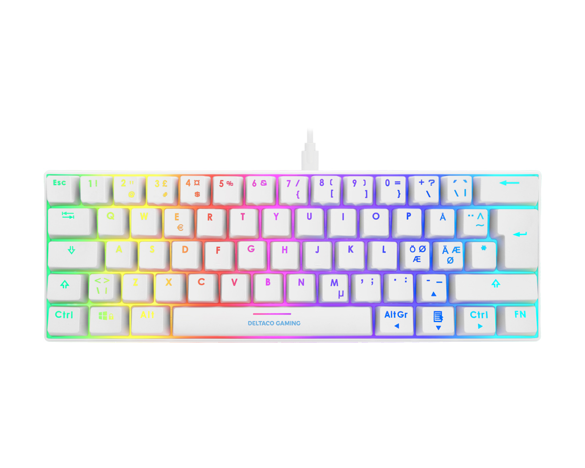 Deltaco Gaming Compact RGB Mekanisk White Line Brown] MaxGaming.dk