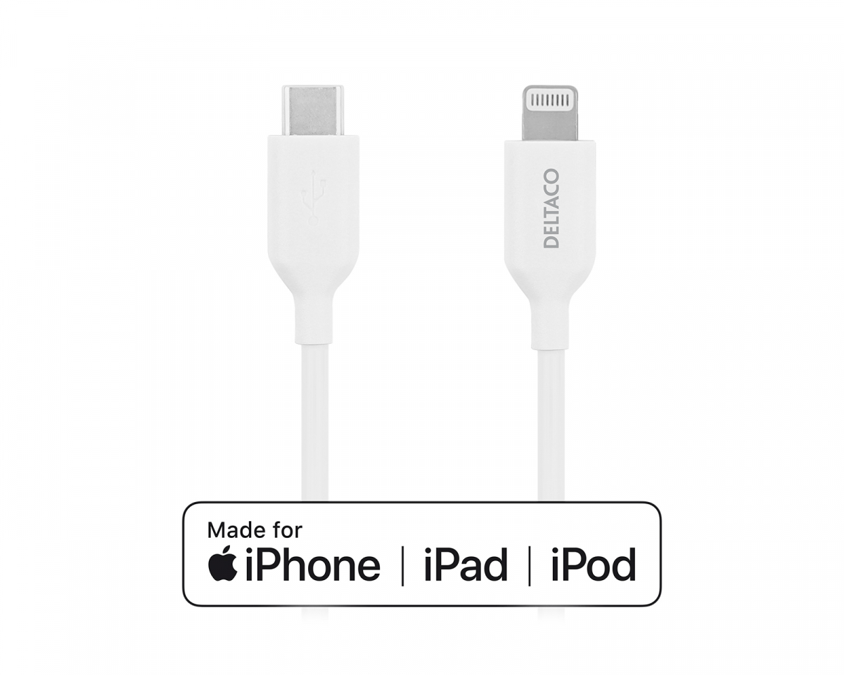 Deltaco USB-C til Lightning MFi - Ladekabel 1m - Hvid
