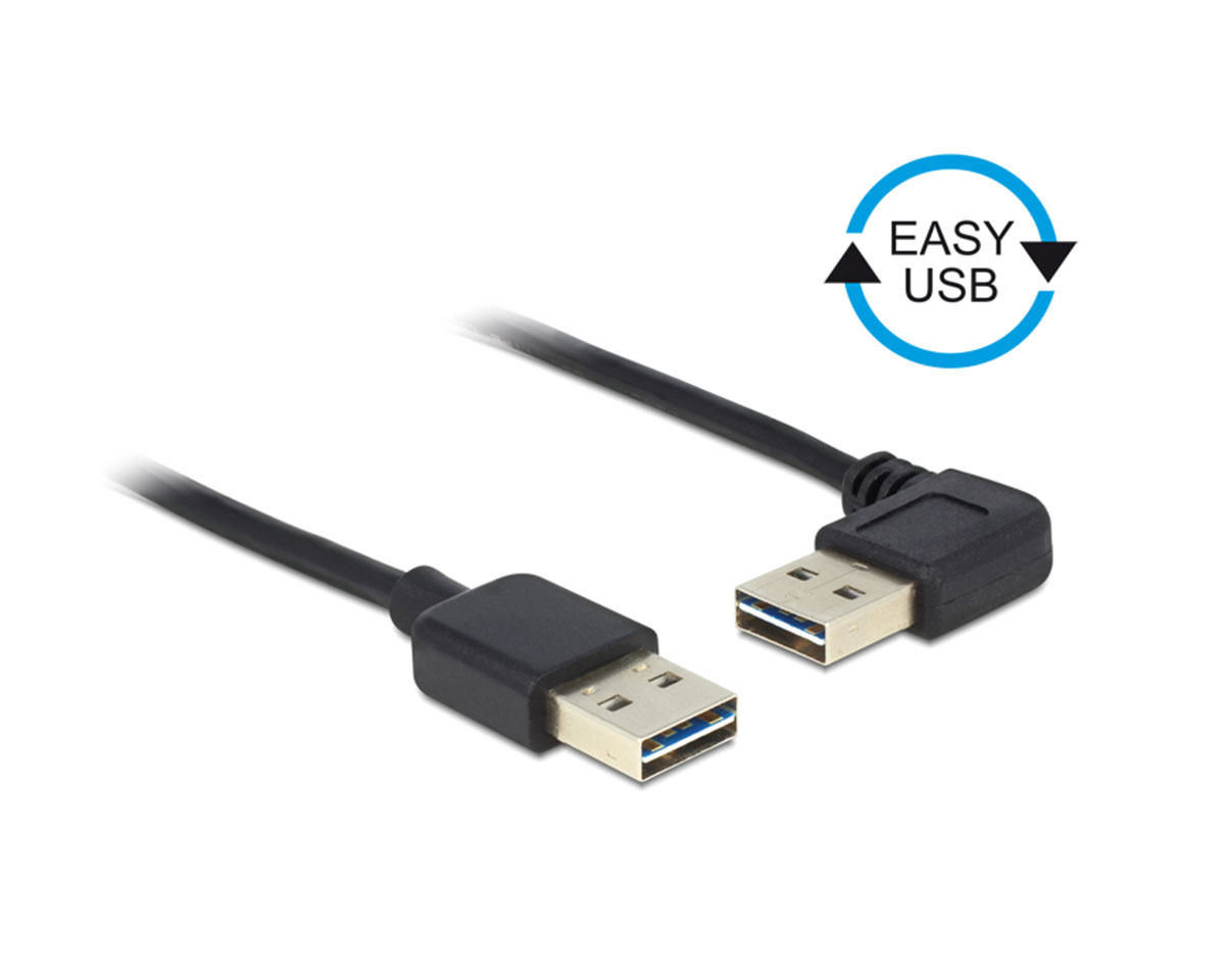 pude Rejsende Kirken Delock Easy USB 2.0 - USB-A (Han) til USB-A (Han) Vinklet USB-kabel - 1  Meter - MaxGaming.dk