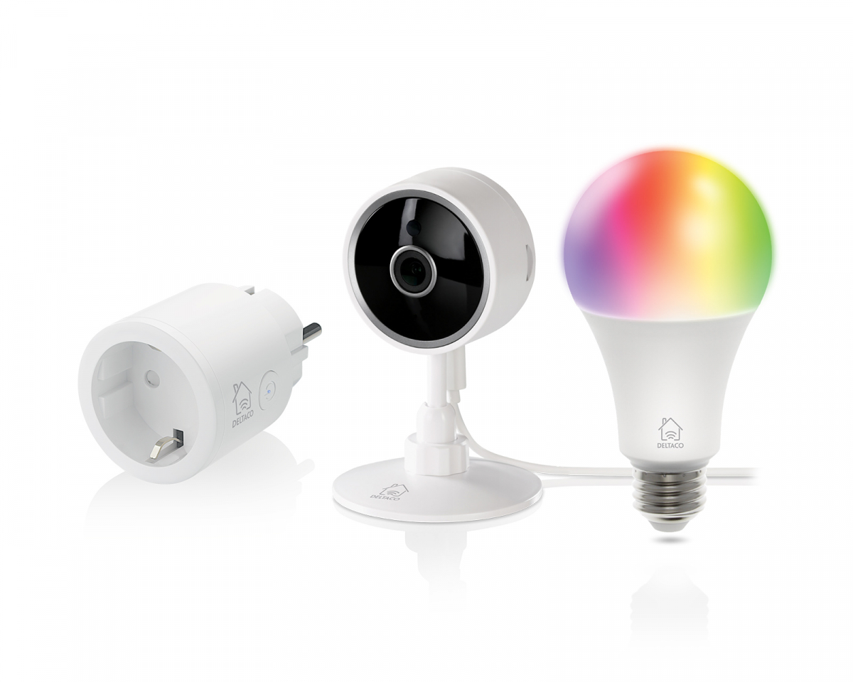 Deltaco Smart Home Start Kit - Smart Plug + Kamera + RGB Bulb