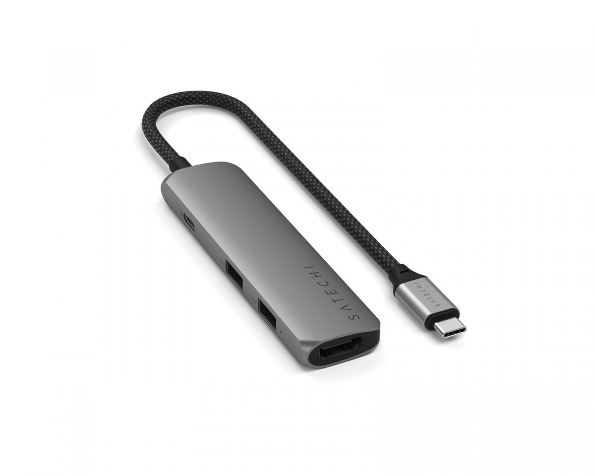 Satechi 4-in-1 USB-C Slim Multiport Adapter 4K HDMI - Rumgrå