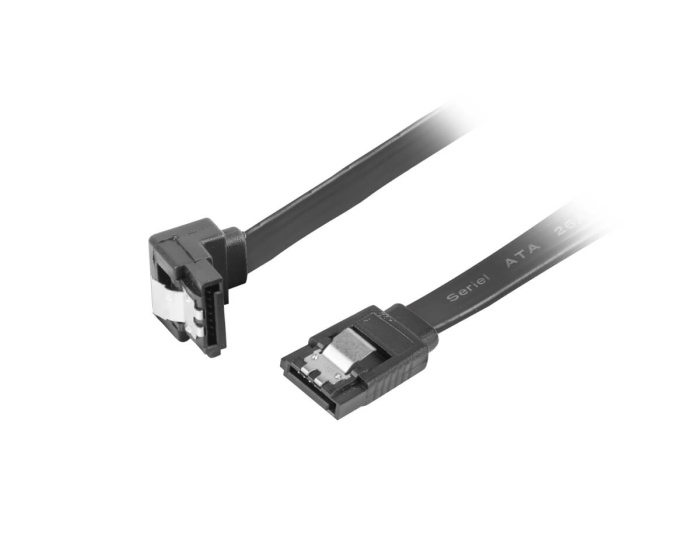 Lanberg SATA 3 Vinkled Kabel med Låse 6GB/S 30cm Sort
