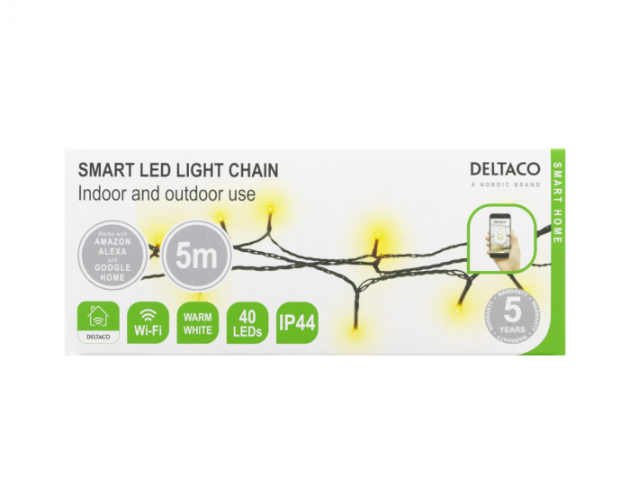 Deltaco Smart Home WiFi-lyskæde - 5 m, 40 led