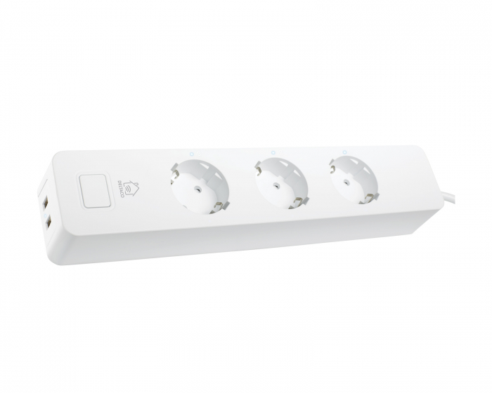 Deltaco Smart Home WiFi Strømliste 3xCEE 7/3, 2xUSB-A - 1.5m