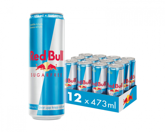 Red Bull 12x Energi Drik, 473 ml, Sukker Fri