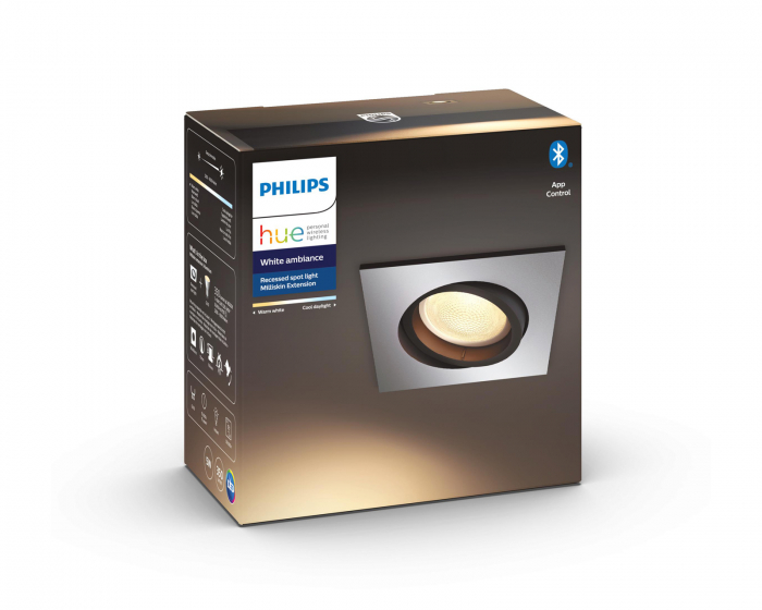 Philips Hue Milliskin, Lampe forsænket Spotlight - Aluminium
