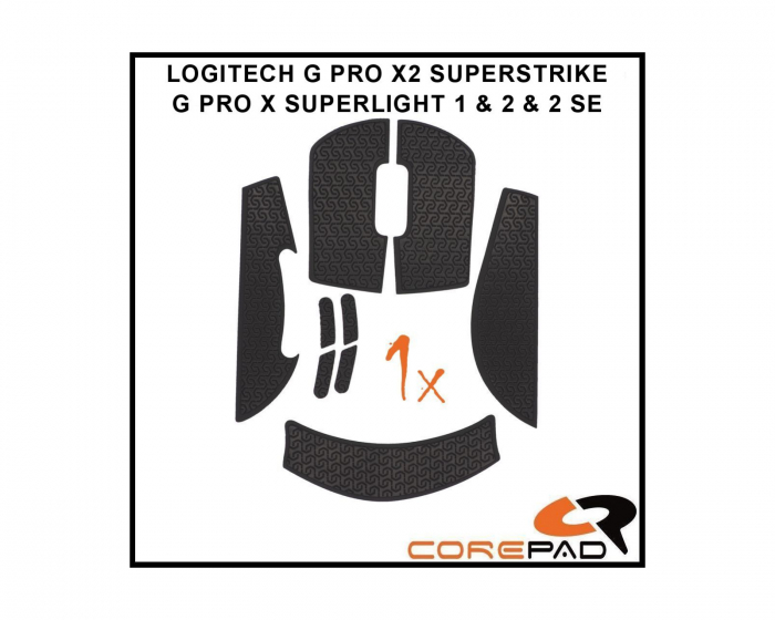 Corepad Soft Grips til Logitech G PRO X SUPERLIGHT 1 / 2 / 2 SE & X2 SUPERSTRIKE - Sort