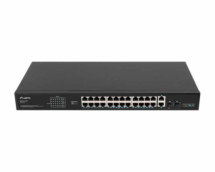 Lanberg Netværksswitch 24-ports, 100MB POE+/2X COMBO RACK 19” (1000 Mbps, Max 360W)