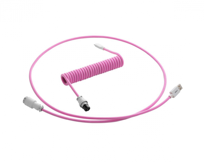 CableMod Pro Coiled Cable USB A to USB Type C, Strawberry Cream - 150cm