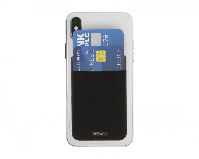 Deltaco Adhesive Card Holder - Sort Kreditkortholder for smartphones