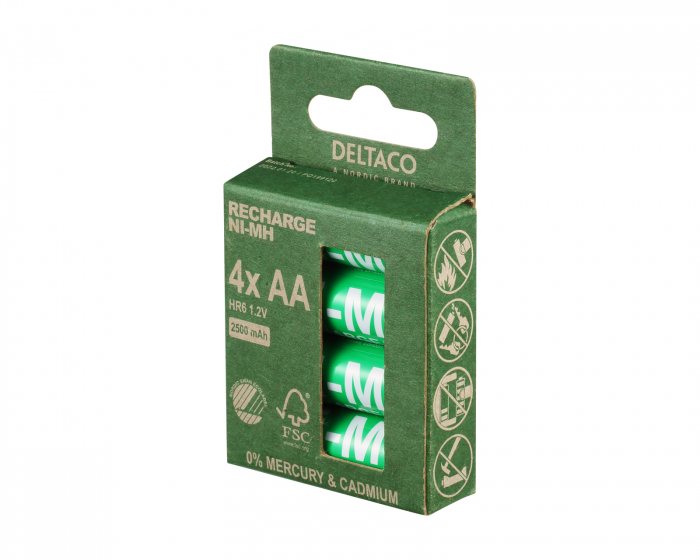 Deltaco Genopladelig AA-batterier, 1000mAh, 4-pack