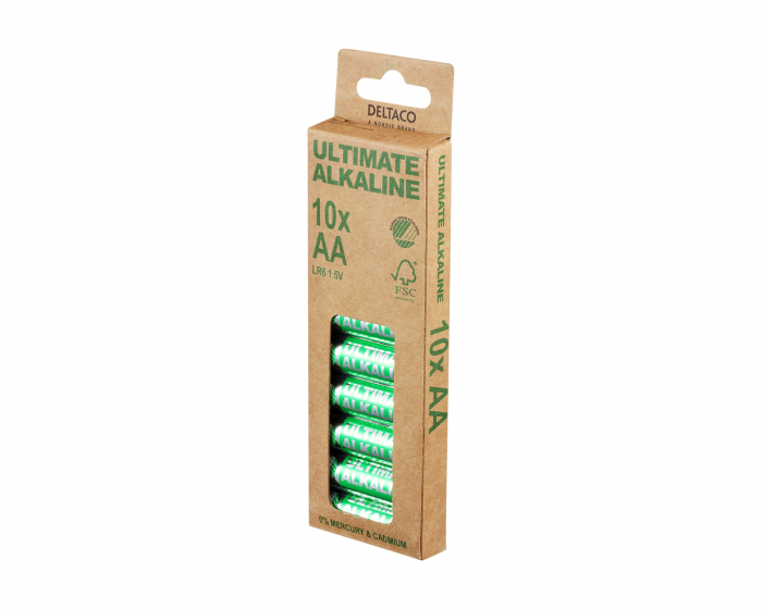 Deltaco Ultimate Alkaline AA-batteri, 10-pack