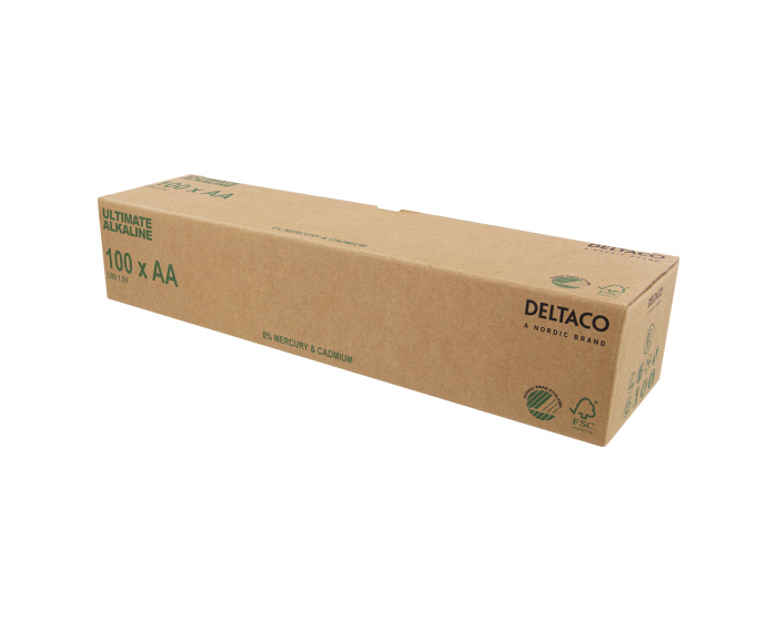 Deltaco Ultimate Alkaline AA-batteri, 100-pack (Bulk)