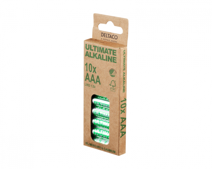 Deltaco Ultimate Alkaline AAA-batteri, 10-pack