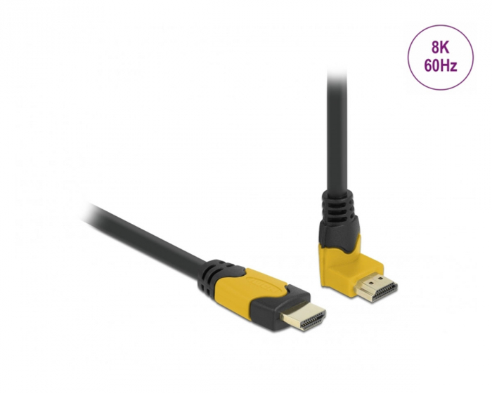 Delock High Speed HDMI-kabel 2.1 Opad Vinklet - Sort - 1m