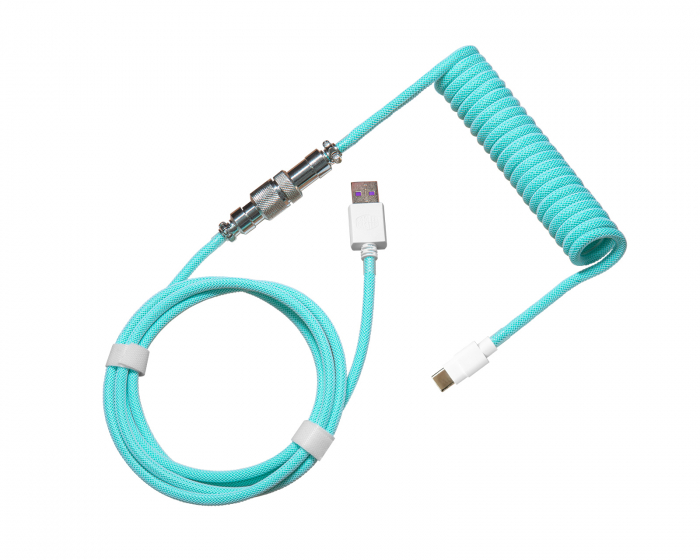 Cooler Master Coiled Cable USB-C til USB-A 1.5m - Aviator - Pastel Cyan