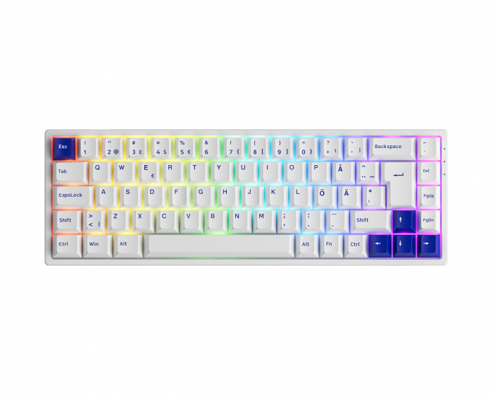 Akko 3068B Blue/White ISO Trådløs Tastatur [Akko CS Jelly Pink]