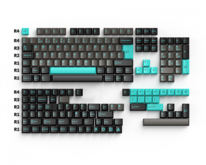 MaxCustom Arctic Dark PBT Double-shot Keycaps Set