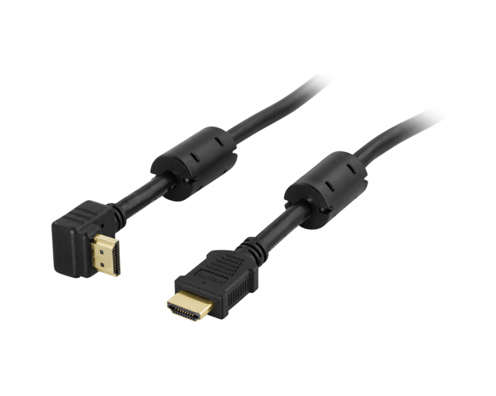 Deltaco Vinklet HDMI Kabel High Speed with Ethernet - Sort - 5m
