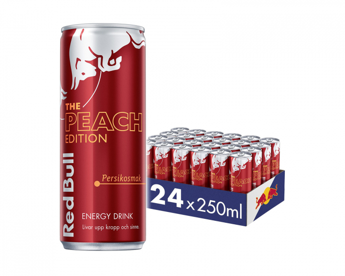 Red Bull 24x Energi Drik, 250 ml, Peach Edition (Fersken)
