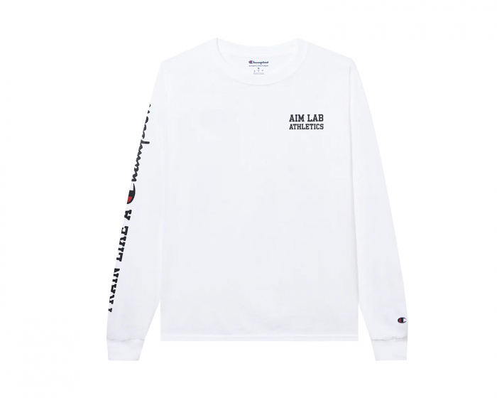 Aim Lab x Champion - Hvid Long-Sleeve Tee - Small