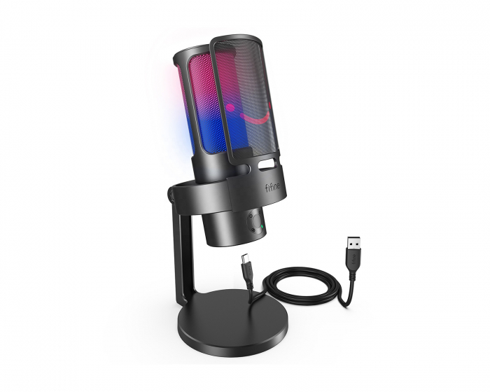 Fifine AMPLIGAME A8 Plus RGB USB Gaming Mikrofon med 4 polære mønstre (PC/PS4/PS5) - Sort