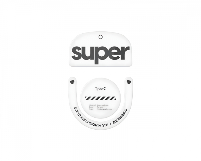 Superglide Type‑C Version 2 Glas Skates Logitech Superlight 2 / X2 Superstrike – Hvid