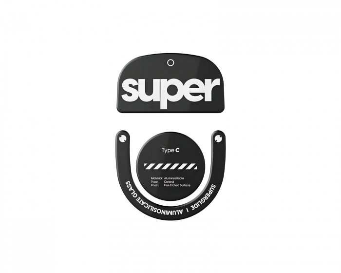 Superglide Type‑C Version 2 Glas Skates Logitech Superlight 2 / X2 Superstrike – Sort
