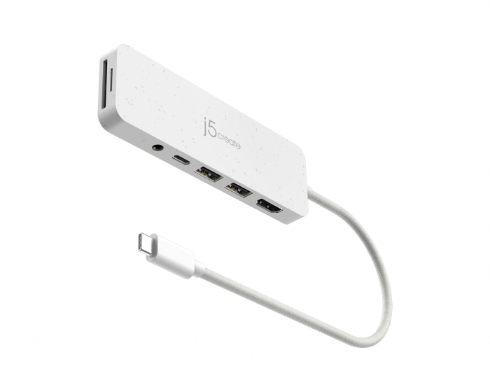 j5create USB-C Multi-Port Hub med 60W Strømforsyning - Hvid