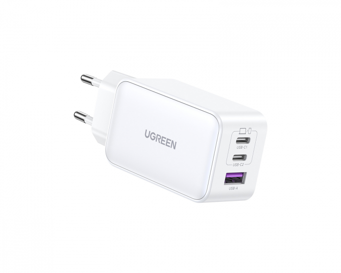 UGREEN Nexode 65W 3-Port PD GaN Vægoplader - Hvid