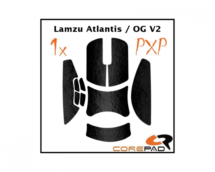 Corepad PXP Grips til Lamzu Atlantis/OG V2 Superlight - Sort