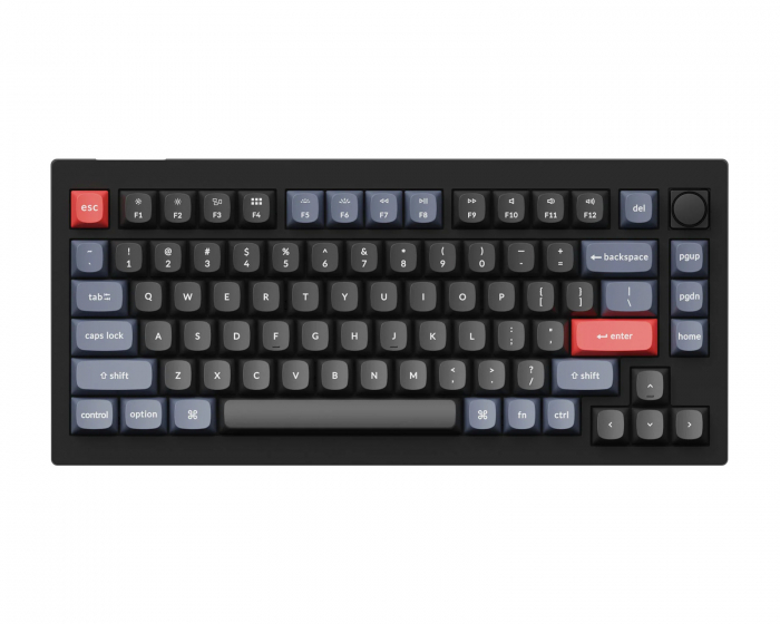 Keychron V1 75% Tastatur Knob Version RGB Hotswap [K Pro Red] - Sort