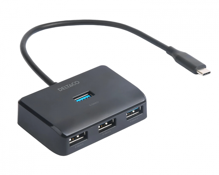 Deltaco USB-C Dockningsstation med 4 Porte - Sort