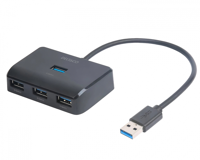 Deltaco USB Dockningsstation med 4 Porte - Sort