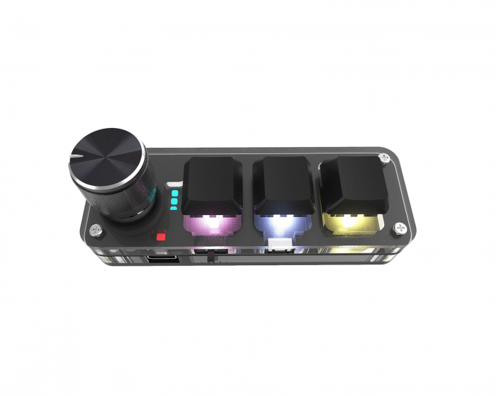 MaxMount Trådløs 3-Key RGB Mini Mekanisk Keypad med Knob - Sort