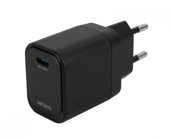 Deltaco 20W USB-C Vægoplader - Sort