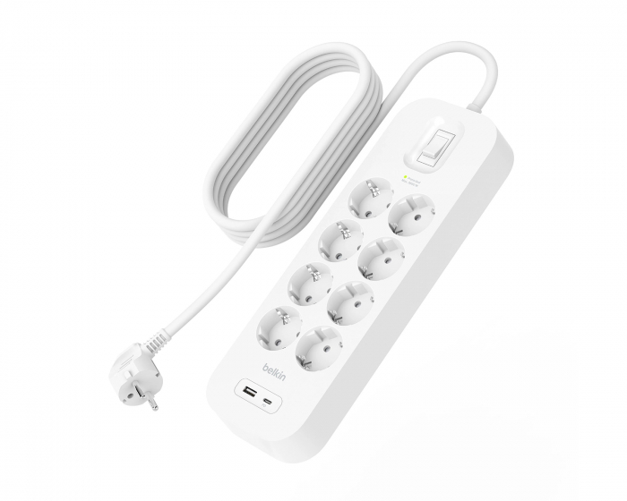 Belkin Strømudtag med Overspændingsbeskyttelse - 8 porte - USB-C PD