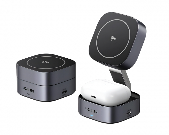UGREEN Qi 2-i-1 MagSafe Trådløs Oplader med USB-C-port