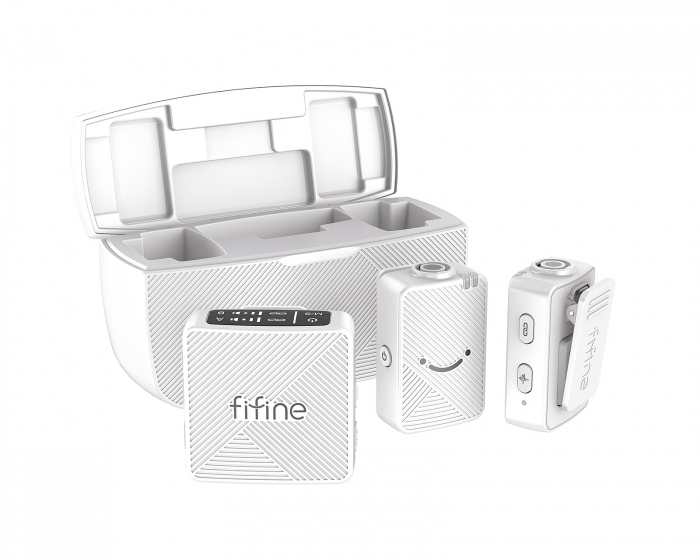 Fifine M9 Dual Wireless Microphone System - Trådløs Mikrofon - Hvid
