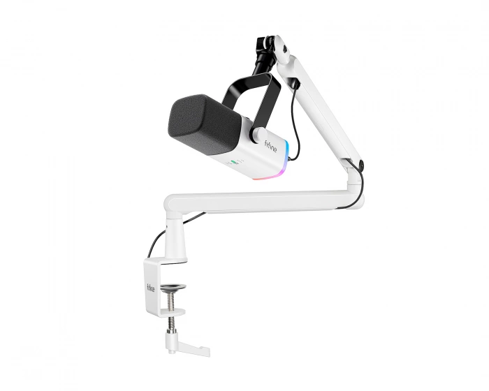 Fifine TAM8 Dynamisk Mikrofon med Mikrofonstativ - Hvid