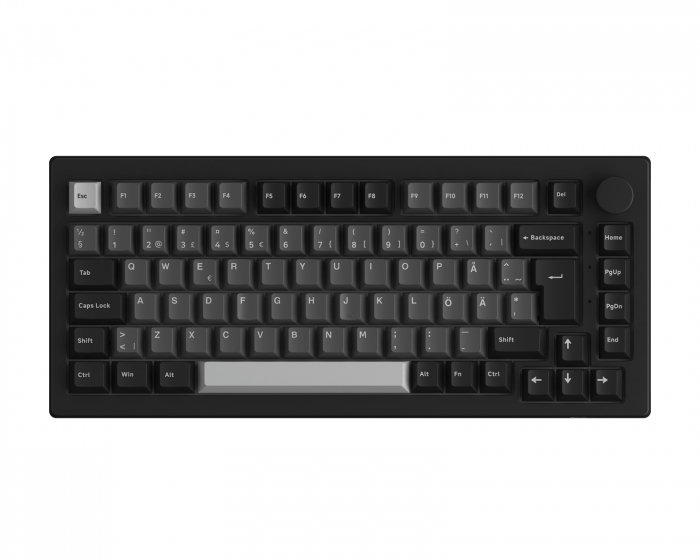Akko 5075B Plus-S Black & Silver Trådløst Tastatur - Sort [V3 Cream Blue Pro]