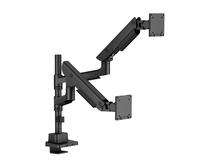 MaxMount Hercules Monitorarm 27kg USB-porte 24”-57” Sort - 2 Skærme