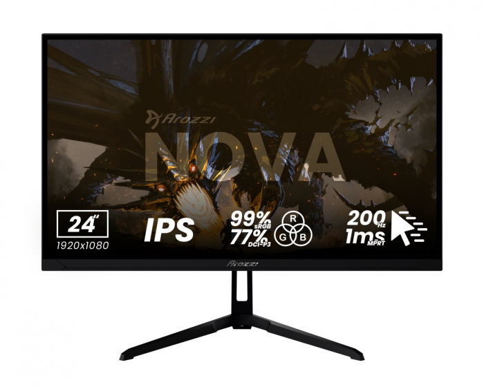 Arozzi Nova 24“ IPS 1920x1080 200Hz Gaming Monitor - Sort