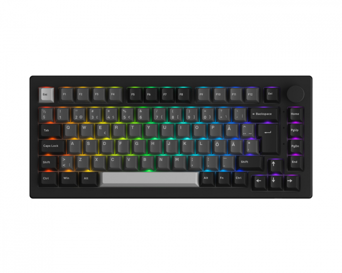 Akko 5075B Plus-S Black & Silver Trådløst Tastatur - Sort [V3 Lavender Purple Pro]