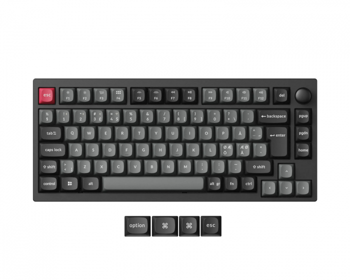 Lemokey P1 Pro QMK ISO 75% Trådløst Mekanisk Tastatur [K Super Red] - Carbon Black