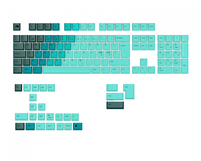 Glorious GPBT Keycaps Rainforest - Nordic ISO