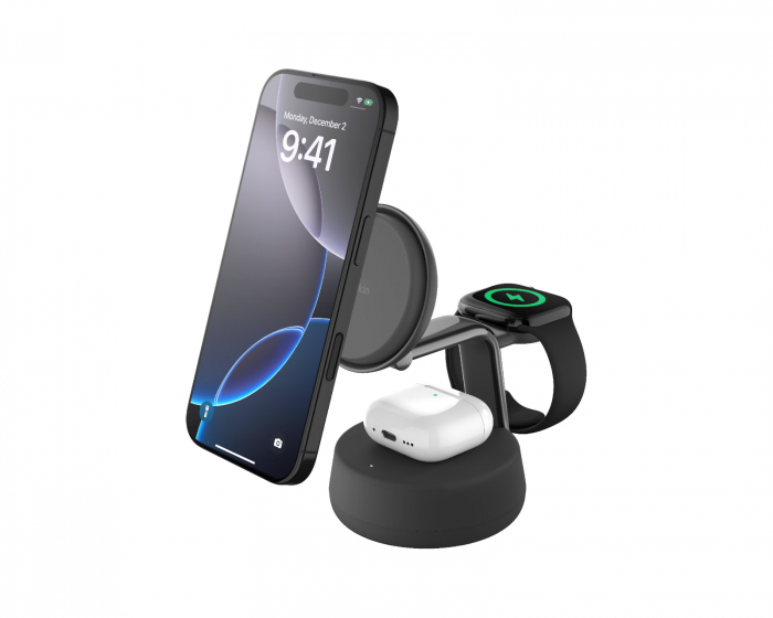 Belkin UltraCharge Pro 3-i-1 Qi2 Opladningsstation - Sort