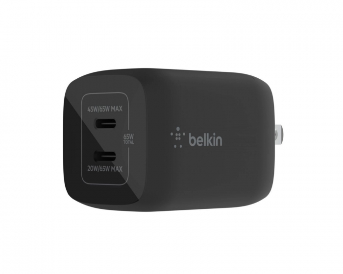 Belkin 65w Dual GaN USB-C Vægoplader
