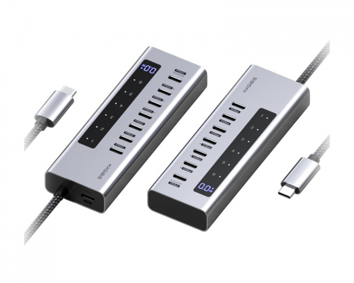 Hagibis USB-C-hub med ladestation og LED-skærm